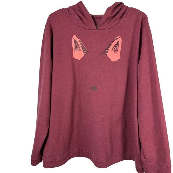 Anybody Lot of 2 Hoodies Rabbit Face & Fox Face Relaxed Fit Knit Top Size XL - Picture 6 of 9